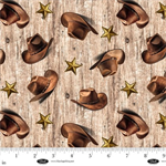 Blank Quilting - Spurs & Spirit - Cowboy Hats and Stars, Tan