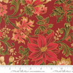 Moda - Merry Manor Metallic - Poinsettia Large Floral, Crimson
