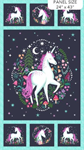 Northcott - Unicorn Dreams - 24^ Unicorn Panel, Charcoal