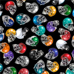 Quilting Treasures - Football Novelteenie - Football Helmets, Black