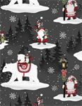 Wilmington Prints - Snowy Gnomies - Scenic Gnomes, Black