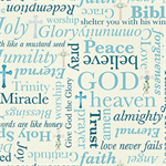 Blank Quilting - Love Never Fails - Religious Words, Ivory