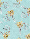 Wilmington Prints - Sunflower Sweets - Bicyle Toss, Light Teal