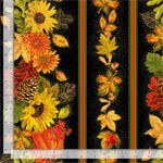 Timeless Treasures - Harvest - Thankful - 11^ Stripes, Black