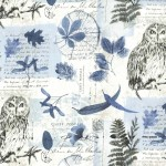 Michael Miller - Wise Owl Collage - Owls And Leaves, Blue