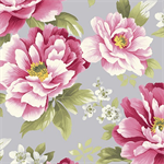 Benartex Traditions - Camellia - Large Floral, Grey