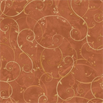 P & B Textiles - Bountiful - Golden Scroll, Orange
