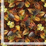 Timeless Treasures - Harvest - Autumn Packed Fall Leaves, Autumn
