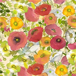 Clothworks - Poppy Dreams - Large Poppies. Pale Peach