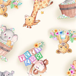Quilting Treasures - Little Ones - Baby Animals Toss, Cream