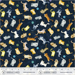 Windham Fabrics - Cats Around Town - Playful Companions, Navy
