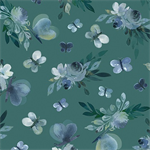 Benartex Artistry - Enchanted Florals - Butterfly Garden, Light Teal