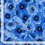 Timeless Treasures - Poppy Serenade - Packed Poppies, Blue