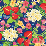 Benartex Kanvas Studio - Island Time - Island Time Flowers, Blue