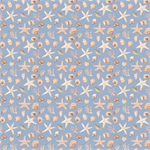 Clothworks - Coastal Cottage - Seashells, Dark Denim