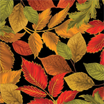 Kanvas Studio - Autumn Comfort Flannel - Falling Leaves, Black