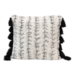 Square Cotton Printed Tufted Pillow - Black & Cream