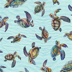 Quilting Treasures - Endless Blues - Sea Turtle Toss, Aqua