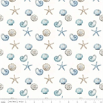 Riley Blake - Blue Escape Coastal - Shell Toss, Off White