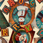 Quilting Treasures - Santa's Workshop - Christmas Collage, Cream