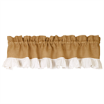 Valance - Burlap, White Ruffle