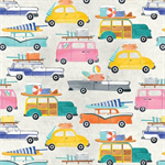 Blank Quilting - Beach Bound - Retro Cars, Light Gray