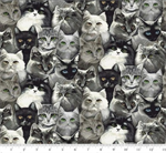 Henry Glass - Catsup - Cat Faces, Black/Gray