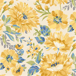 Marcus Fabrics - Yellow Sky - Flower, Light Cream