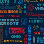 Michael Miller - Starlit Towers - Typographic Tapestry, Navy