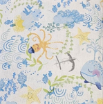 A.E. Nathan - 56/57^ Printed Dyed Flannel - Sea Creatures, White