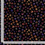 Timeless Treasures - Calico Cat - Floral Paw Prints, Black