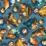 Robert Kaufman - Game Day - Baseball Motifs, Blue