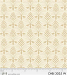 P & B Textiles - Christmas Bird Song - Pineapples Tonal, Ecru