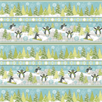 Wilmington Prints - Playful Penguins Flannel - Repeating Stripe, Multi