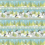 Wilmington Prints - Playful Penguins Flannel - Repeating Stripe, Multi