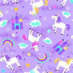 A.E. Nathan - Comfy Flannel Prints - Unicorns & Rainbows, Purple