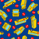 Blank Quilting - Top Of The Class - Tossed Schoolbuses, Blue