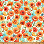 Hoffman California - Flower Shoppe - Poppy, Teal