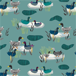 Blank Quilting - Highland Nature Walk - Ducks, Teal