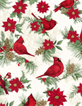 Wilmington Prints - Cardinal Charm - Large All Over w/Cardinals, Cream