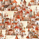 Quilting Treasures - Dragon Dreams - Castles, Tan