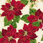 Quilting Treasures - Lavish Poinsettias - Large Poinsettias, Ecru