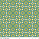 Riley Blake - Covered Bridges in Spring - Flower Block on Point, Aqua