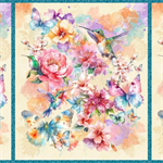 Lumin Fabrics - Flight of Fancy - 36^ Flowers & Hummingbirds, Multi