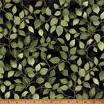 Hoffman California - In A Pear Tree - Green Leaves, Black/Gold