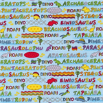 Fabri-Quilt - Lost World - Dino Words, Light Blue