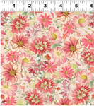 Clothworks - Hummingbird Days - Packed Floral, Coral