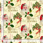 Timeless Treasures - Christmas Memories - Vintage Santas & Writing, Cream