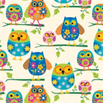 Baum Textiles - Winter Fleece - Owls, Cream
