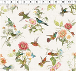 Clothworks - Hummingbird Days - Toile, Light Cream